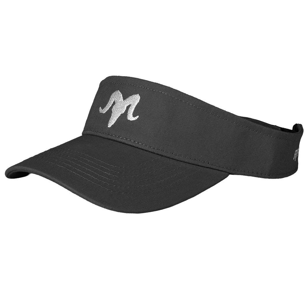Gray visor with white ramrods logo 
