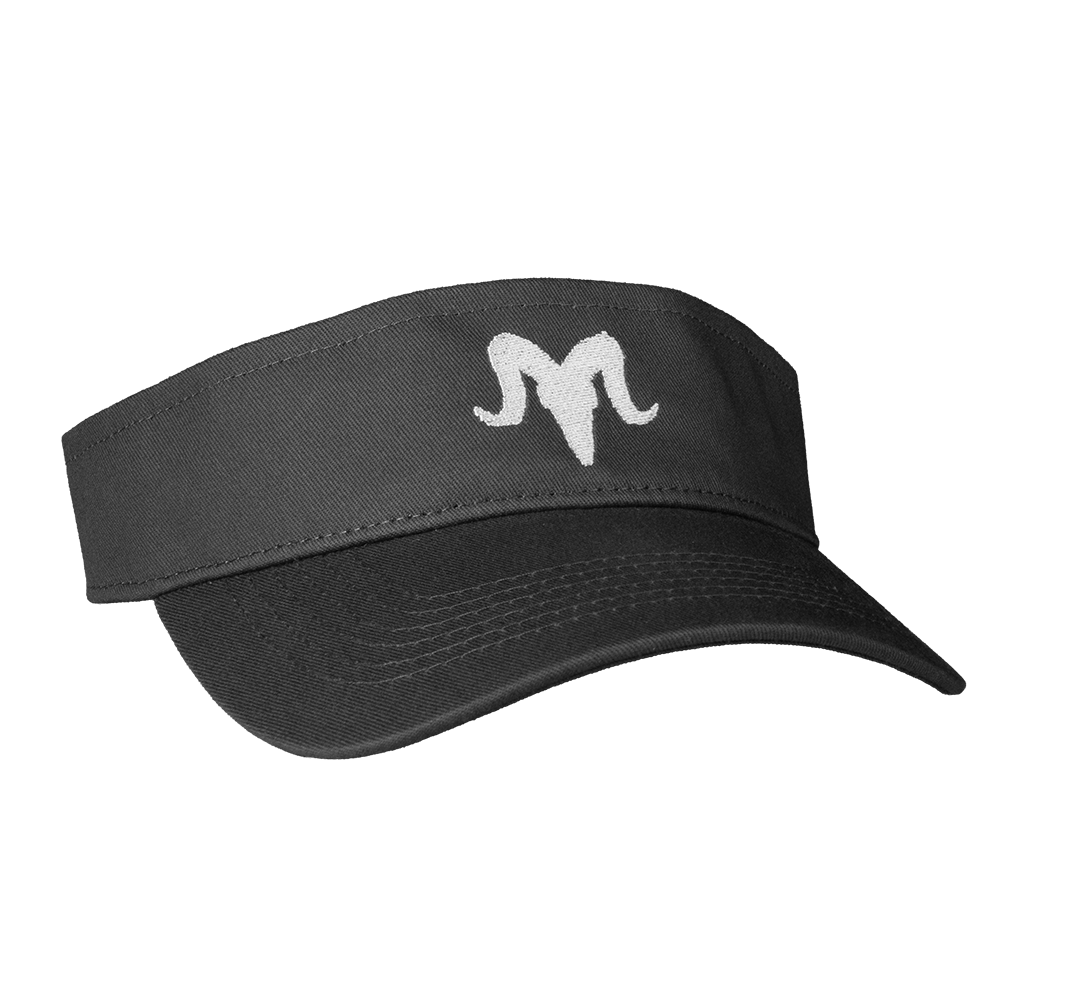 Gray visor with white ramrods logo 